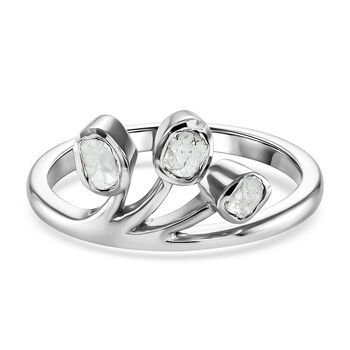 Polki Diamant Ring 925 Silber platiniert (Gr&ouml;&szlig;e 17.00) ca. 0,50 ct