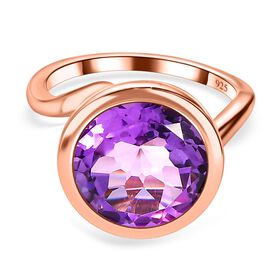 AAA Rose De France Amethyst Ring, 925 Silber rosévergoldet (Größe 18.00) ca. 6.04 ct