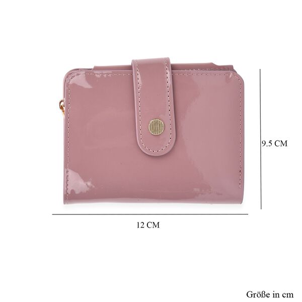 Glänzende Geldbörse aus PU-Leder mit RFID-Schutz, 12×9,5cm, Rosa image number 10