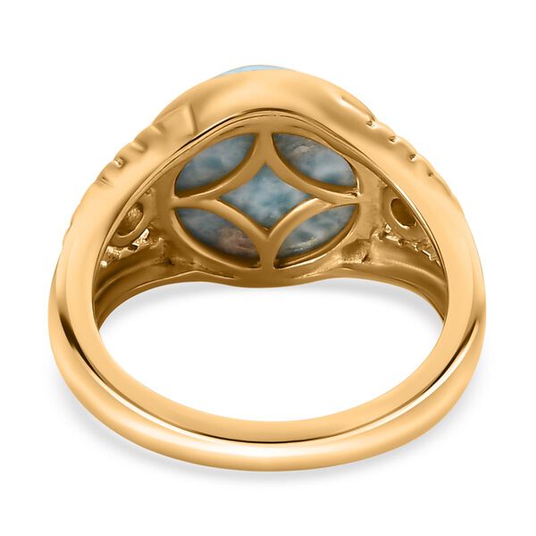 Larimar, wei&szlig;er Zirkon Ring, 925 Silber vergoldet, (Gr&ouml;&szlig;e 19.00), ca. 6.13 ct image number 5