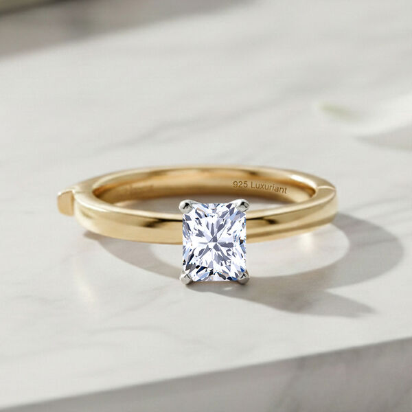 LUXURIANT SGL zertifizierter SI-GH Labor Diamant Ring, 925 Silber 750 Gelbgold Vermeil - 1 ct. image number 2