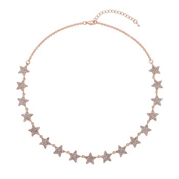 Wei&szlig;e Kristall-Halskette in Ros&eacute;goldton - 20 ct.