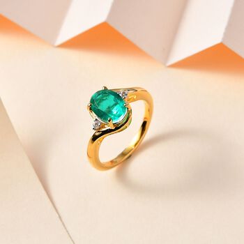 Smaragd Triplett Quarz und Zirkon Ring - 2,30 ct.