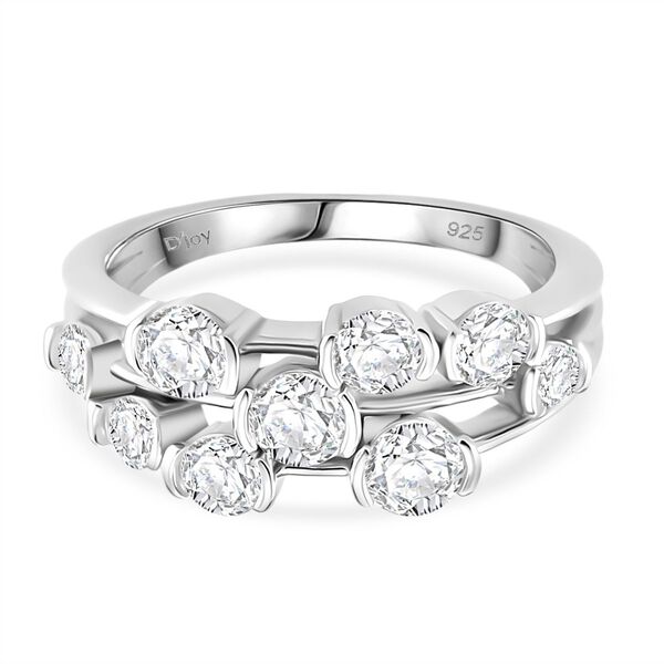 RADIANTA GRA zertifiziert Moissanit (D-VVS) Ring 925 Silber rhodiniert (Gr&ouml;&szlig;e 16.00) ca. 1.46 ct