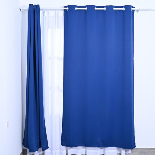 2 Verdunkelungsvorhänge mit 8 Metallringen, pro Vorhang 140x240 cm, Kobaltblau image number 1