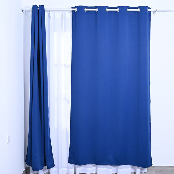 2 Verdunkelungsvorh&auml;nge mit 8 Metallringen, pro Vorhang 140x240 cm, Kobaltblau image number 1