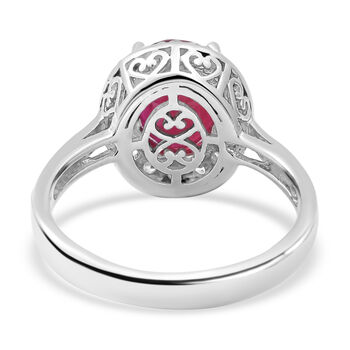 Afrikanischer Rubin und wei&szlig;er Zirkon-Ring, 925 Silber platiniert  ca. 4,34 ct