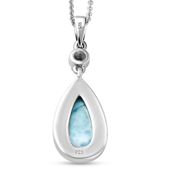 Larimar und Neon Apatit-Anh&auml;nger mit Kette, 925 Silber platiniert ca. 3.22 ct image number 5