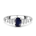 Masoala Saphir (Fissure gefüllt) und Diamant Ring 925 Silber platiniert (Größe 20.00) ca. 1,35 ct