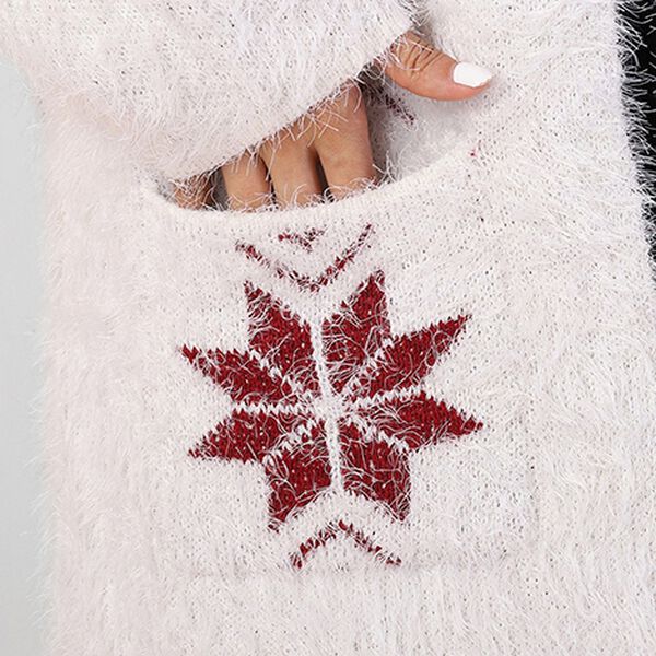 Langer Cardigan mit Taschen und Knopf, gestrickt, Einheitsgröße Rot image number 3