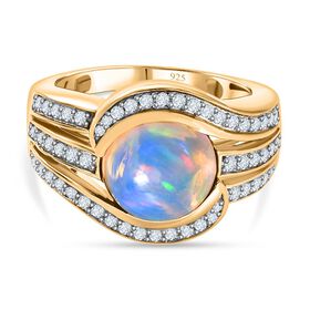 Natürlicher, äthiopischer Welo Opal und Zirkon Ring - 3,15 ct.