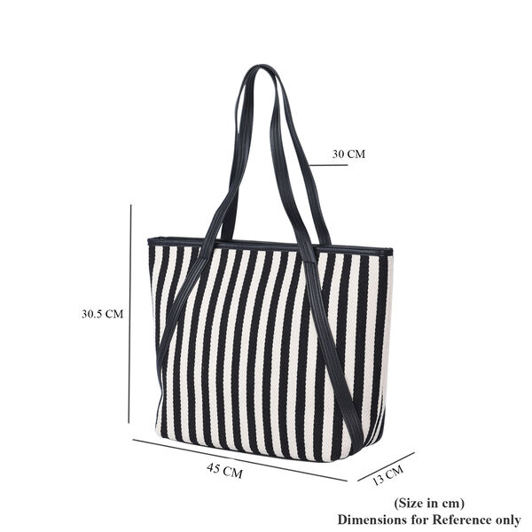 Klassische Handtasche mit Streifenmuster, Schwarz/weiß image number 6