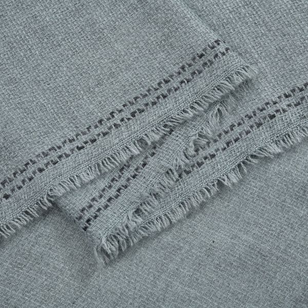 Gewebter Schal mit Fransen, Blau image number 4