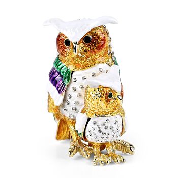 Dekorative Aufbewahrungsbox in Eulen-Form, 6x4,2x7,5cm, Gold