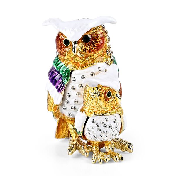 Dekorative Aufbewahrungsbox in Eulen-Form, 6x4,2x7,5cm, Gold