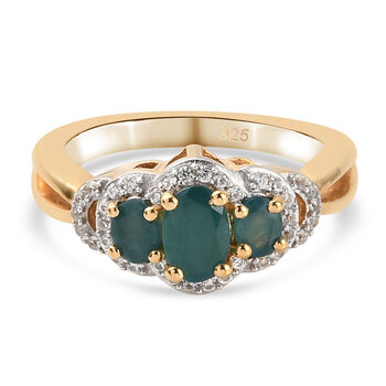 Grandidierit und Zirkon-Ring, 925 Silber vergoldet (Gr&ouml;&szlig;e 16.00) ca. 1,09 ct