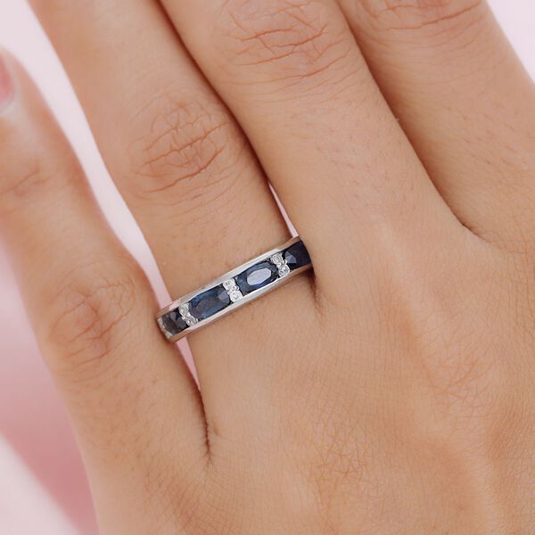 Ozean-gr&uuml;ner Saphir und Zirkon-Ring - 1,52 ct. image number 3