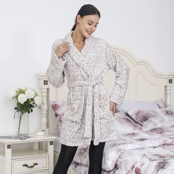 Bedruckter Flanell Pl&uuml;sch-Bademantel