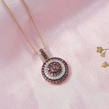 D'Joy AA Padparadscha Saphir und Zirkon Anh&auml;nger mit 50cm Kette - 1,32 ct.