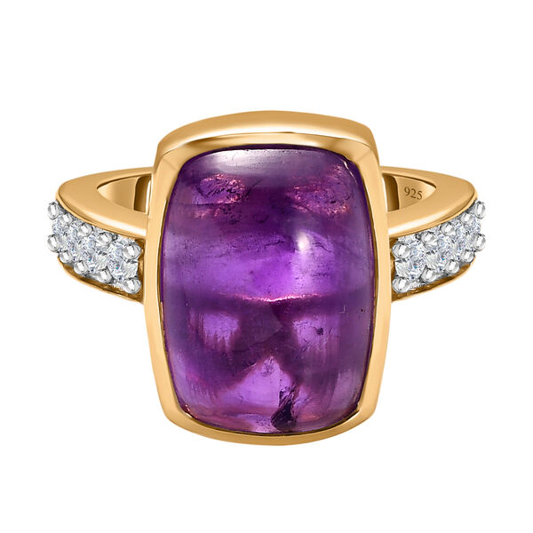 Afrikanischer Amethyst, weißer Zirkon Ring, 925 Silber vergoldet (Größe 20.00) ca. 7.97 ct image number 0