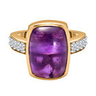 Afrikanischer Amethyst, weißer Zirkon Ring, 925 Silber vergoldet (Größe 20.00) ca. 7.97 ct