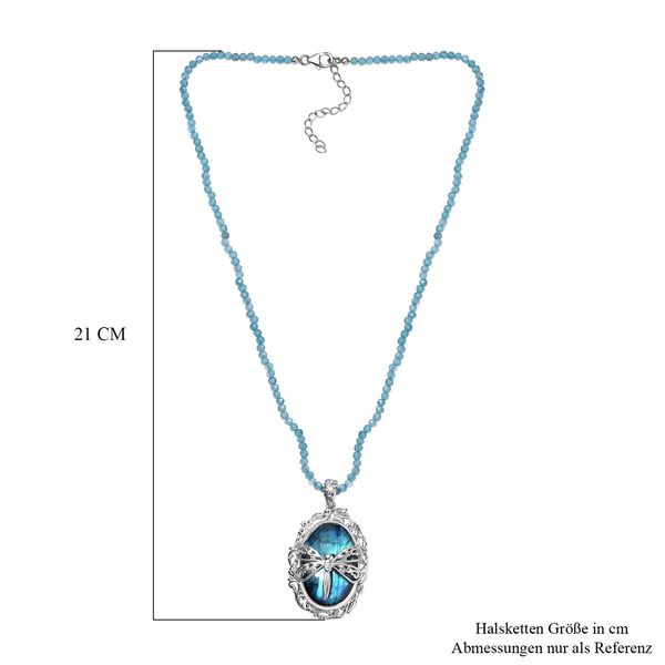 AAA Labradorit und Apatit-Anh&auml;nger mit 45cm Kette - 105 ct. image number 7