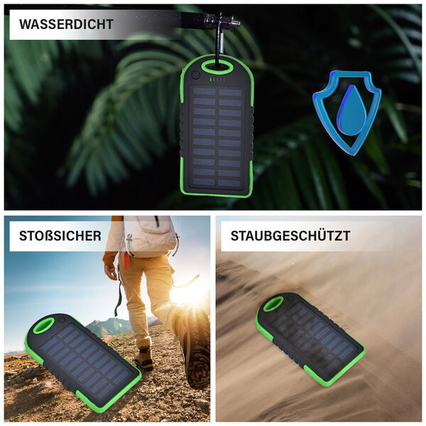 Solarbetriebene Powerbank mit USB Anschluss, Gr&uuml;n image number 4