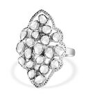 Handgearbeiteter Polki-Diamant Ring, 925 Silber platiniert (Größe 20.00) ca. 1,00 ct