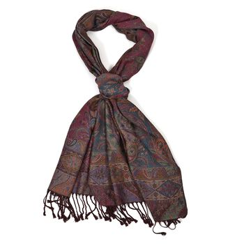 Schal mit Paisley-Muster und Fransen, Einheitsgr&ouml;&szlig;e, Rot