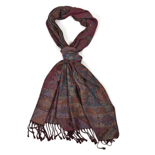 Schal mit Paisley-Muster und Fransen, Einheitsgr&ouml;&szlig;e, Rot