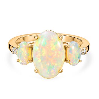 D'Joy AA Nat&uuml;rlicher, &auml;thiopischer Welo Opal Ring 925 Silber 750 Gelbgold Vermeil (Gr&ouml;&szlig;e 19.00) ca. 2,57 ct