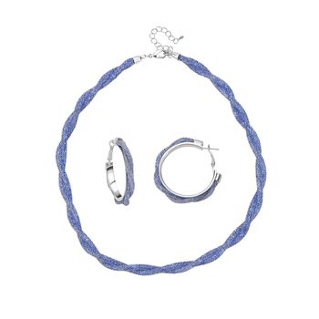 Blauer Kristall Schmuckset Reines Messing