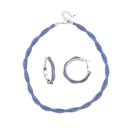 Blauer Kristall Schmuckset Reines Messing