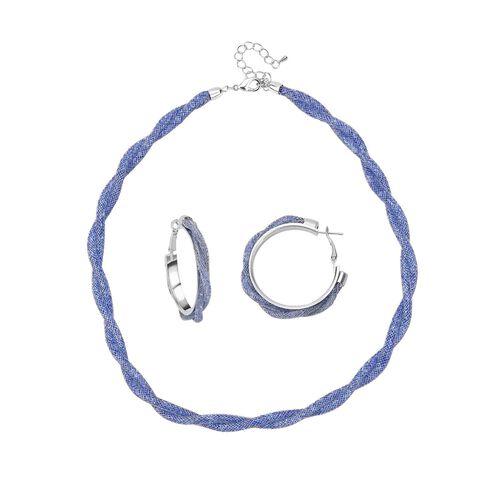 Blauer Kristall Schmuckset Reines Messing image number 0