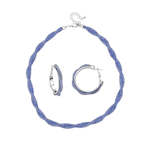 Blauer Kristall Schmuckset Reines Messing image number 0
