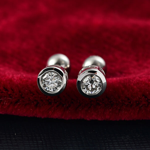 LUXURIANT 1 ct. SGL zertifizierte VS-EF Labor Diamant Ohrringe, 925 Silber rhodiniert image number 2