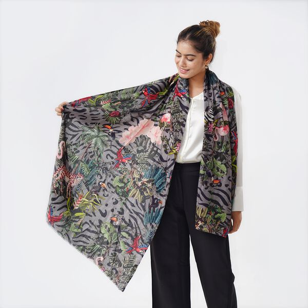 LA MAREY Schal aus 100% Premium-Kaschmir mit Digitaldruck, 70x200cm, Tropical image number 8