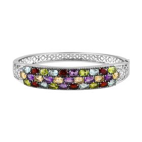 Mehfarbiger Edelstein Armreif, ca. 19 cm Edelstahl ca. 14,69 ct