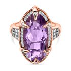 Rose De France Amethyst, Weißer Zirkon Ring, 925 Silber rosévergoldet, (Größe 18.00), ca. 9.14 ct