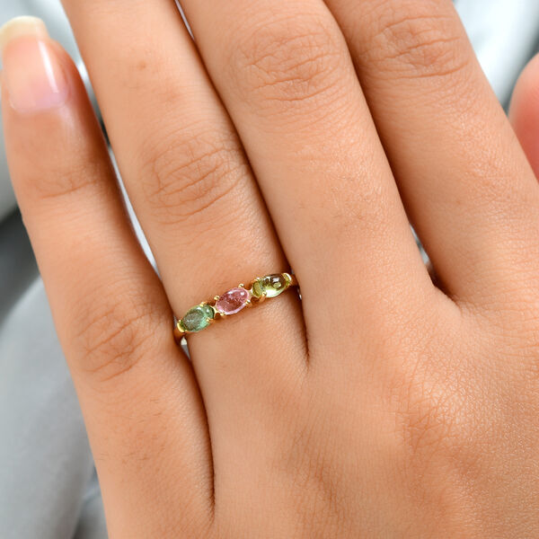 Mehrfach-Turmalin Ring 925 Silber vergoldet  ca. 0,87 ct image number 3