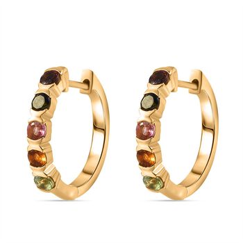 AA Mehrfarbig-Turmalin Ohrringe 925 Silber 750 Gelbgold Vermeil ca. 0,94 ct.