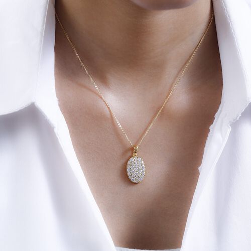 Moissanit Anhänger mit Kette, 925 Silber Gelbgold Vermeil ca. 1.16 ct image number 1
