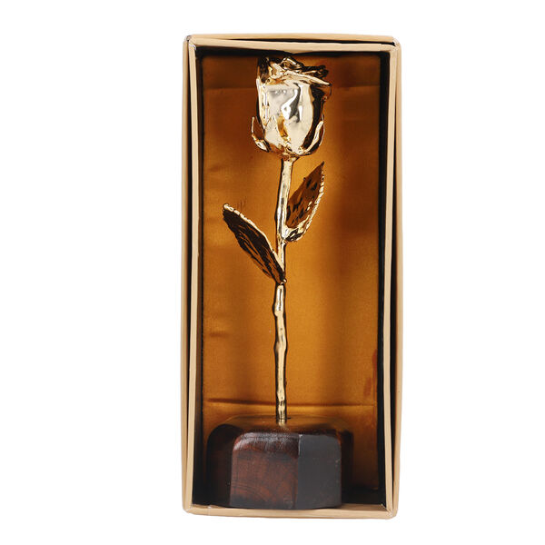 Rose mit Holzst&auml;nder, vergoldet image number 4