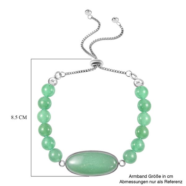 Grünes Aventurin Flexibles Bolo-Armband, ca. 15-22 cm, Edelstahl ca. 70.00 ct image number 5