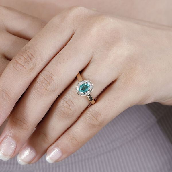 AAAA Kagem sambischer Smaragd und Diamant Ring in 585 Gold - 0,88 ct. image number 9