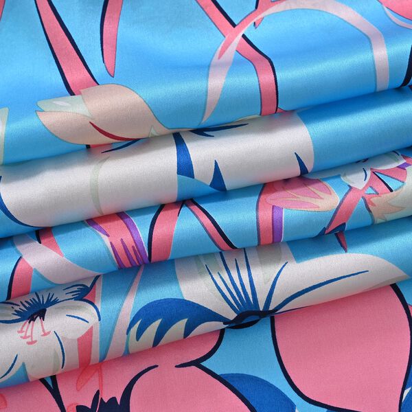  LA MAREY signature 100% silk scarf55*170cmweight:40gcolor: blue based with floral patternsMaterial:100% Mulberry silk image number 7