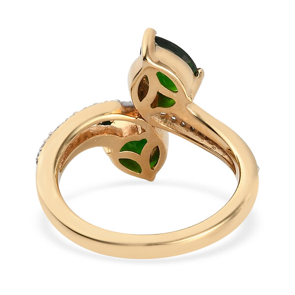 Natürlicher Chromdiopsid und Zirkon Bypass Ring 925 Silber vergoldet  ca. 1,87 ct image number 6