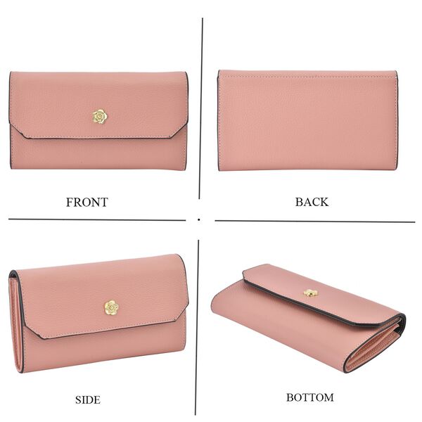 Echtleder Clutch mit Metallriemen, Rosa image number 4