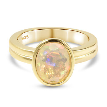 Nat&uuml;rlicher, &auml;thiopischer Opal-Ring, 925 Silber Gelbgold Vermeil (Gr&ouml;&szlig;e 16.00) ca. 1,45 ct