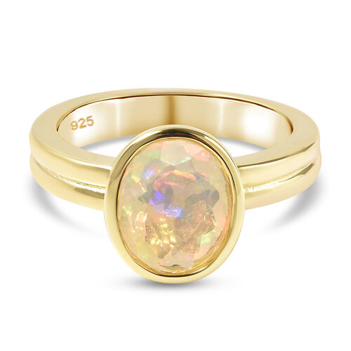 Natürlicher, äthiopischer Opal-Ring, 925 Silber Gelbgold Vermeil  ca. 1,45 ct image number 0